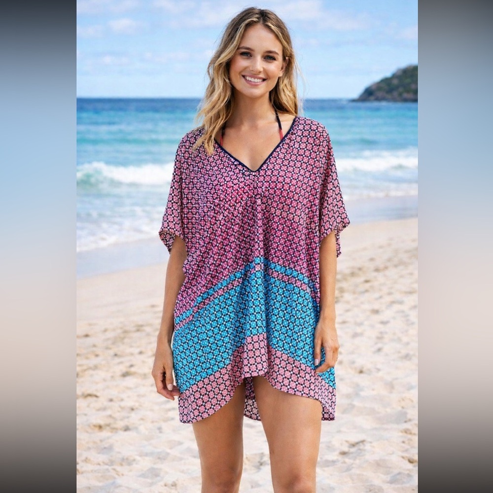 NWT Tommy Bahama Pool Tile V Neck Tunic Swim Coverup Beach Pool Sz Small/Medium - Picture 1 of 9